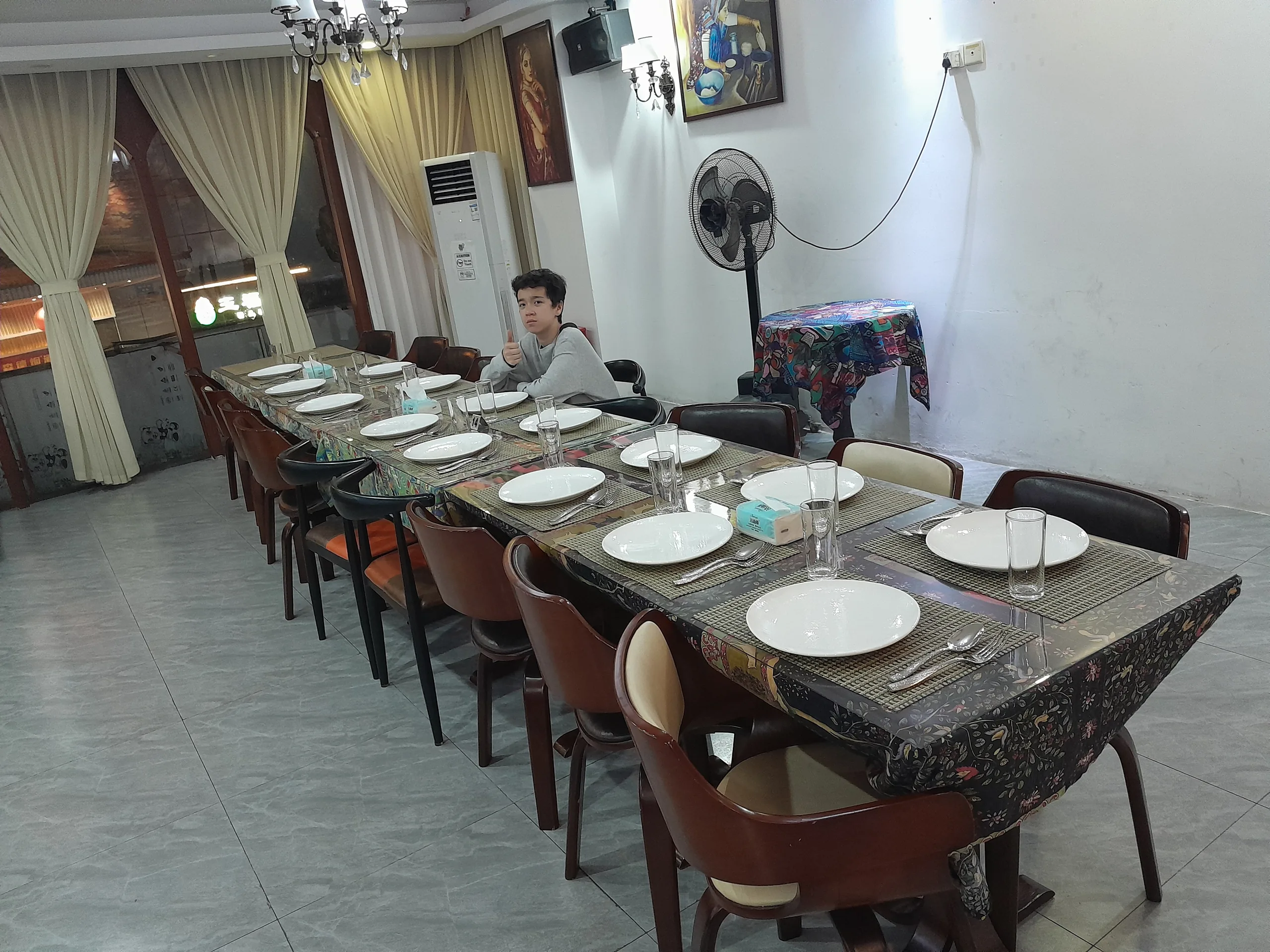 Dinner tables set and ready before guests arrive at the Shenzhen cross border dinner